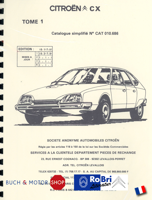 Citroën CX Spare parts catalogue (simplified) 1978